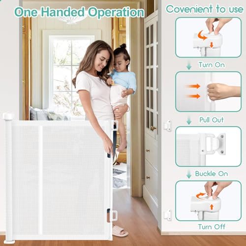 EZIGO 100 Inch Retractable Baby Gates Extra Wide Reinforced Baby Dog Gate - Image 5
