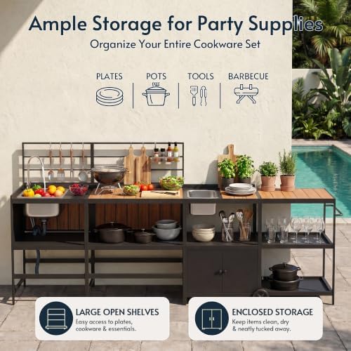 Modular Outdoor Kitchen Island with Sink, 4Pcs Aluminum Outdoor Kitchen Kit - Image 7