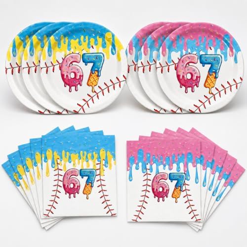 40Pcs 6 7 Ice Cream Drip Baseball Party Dessert Plate Napkin Tableware Set by Actoridae