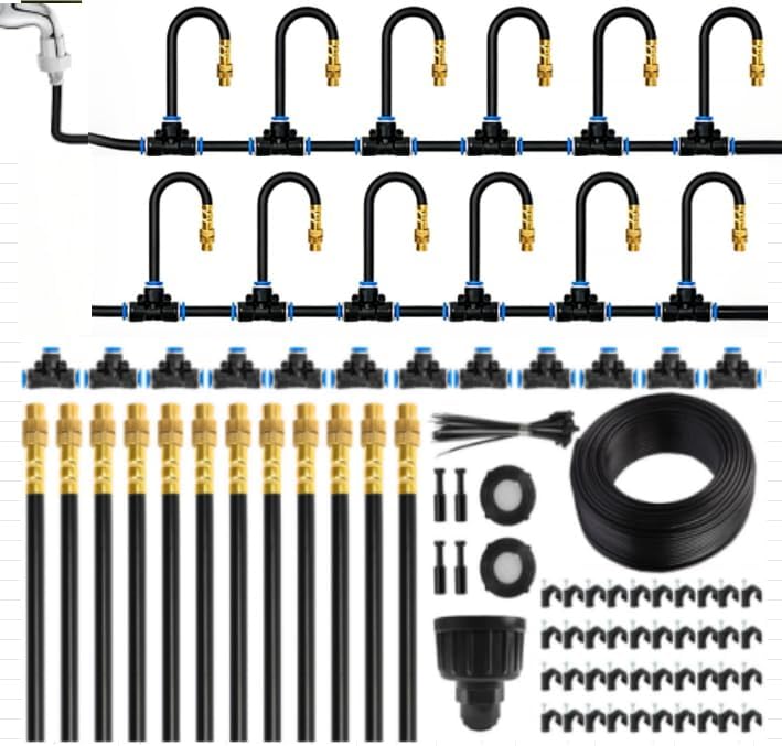 MIXC 50Ft 1/4" Drip Irrigation System,2026-Upgrade Garden Irrigation Kit with 12pcs Adjustable Copper Nozzles,Automatic Atomizing Watering System for Outdoor Plants,Raised Bed,Yard,Potted Plant,Lawn by MIXC