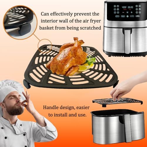 8QT Air Fryer Grill Plate for Gourmia GAF838 Digital Air Fryers, Upgraded Double Layer Nonstick Coating Air Fryer Grill Pan Crisper Tray Grate for Gourmia 8QT Air Fryer, Dishwasher Safe - Image 5