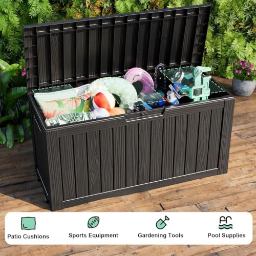 150 Gallon Large Outdoor Storage Box with Wheels, Black - Image 4