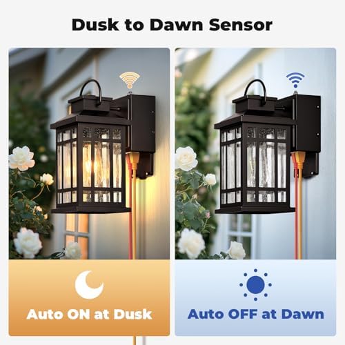 Outdoor Light Fixture Dusk to Dawn, Bronze Porch Light with Outlet - Image 3