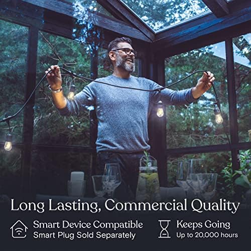 Brightech Ambience Pro - 24 Ft Waterproof LED Outdoor String Lights - Hanging, Dimmable 2W Vintage Edison Bulbs - Commercial Grade Patio Lights Create Cafe Ambience in Your Backyard, 7 Bulbs - Image 5