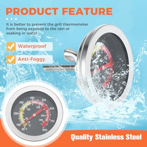 BBQ Charcoal Grill Thermometer, 2.05 Inch Stainless Steel Temperature Gauge Heat Indicator, Barbecue Grill Temperature Gauge for Pork Lamb Beef Meat Cooking - Image 6