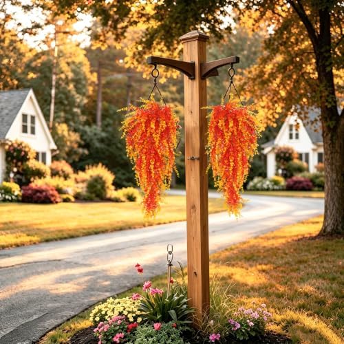 RECUTMS Artificial Fall Greenery for Outdoors Faux Hanging Baskets Plants - Image 5