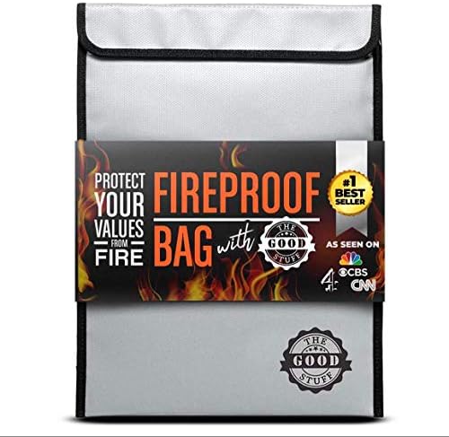 The Good Stuff Fireproof Document Bag Legal Size: 15" x 11" [2000°F Rated] Protect Birth Certificates, Contracts, Legal Papers, Cash, and Other Valuables - Water and Fire Resistant File Bags by TheGoodStuff