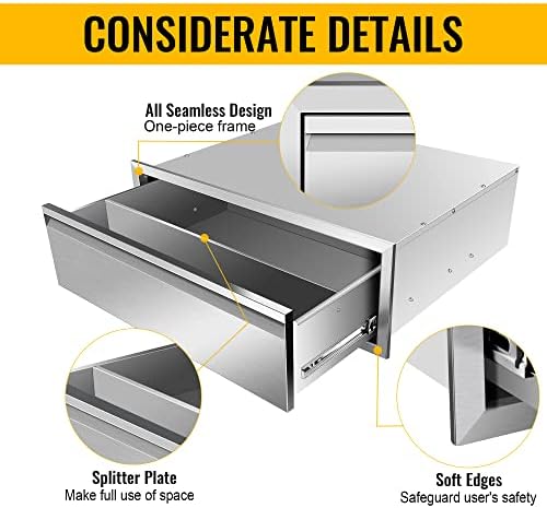 Outdoor Kitchen Drawers Stainless Steel 30W X 10H X 23D Inch, Flush Mount Single BBQ Island Drawers with Hidden Handle for Outdoor Kitchens, Patio or Grill Station - Image 4