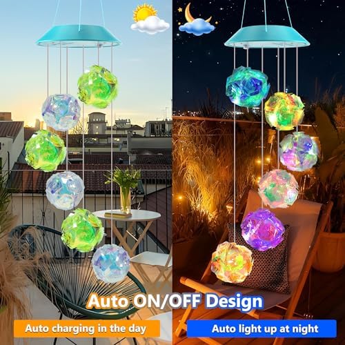 Solar Wind Chimes Outdoor,Color Changing Colorful Ball Gift for Mom Grandma - Image 2