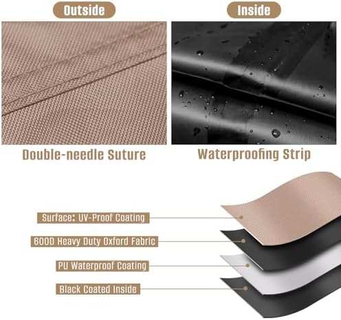 Kovshuiwe Outdoor Dining Cart Cover - Heavy Duty Waterproof Cover for Royal Gourmet Cart Flattop Worktable PC3401S & PC3401B, Compatible with 40 inch Outdoor Utility Cart-40 x 24 x 32 Inch, Khaki - Image 3
