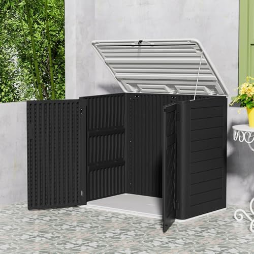 Mrosaa Resin Outdoor Storage Shed, 38 cu.ft Outdoor Storage Box Waterproof for Garden Tools, Patio Furniture, Trash Cans, Garage Storage, Lockable (Black) - Image 7
