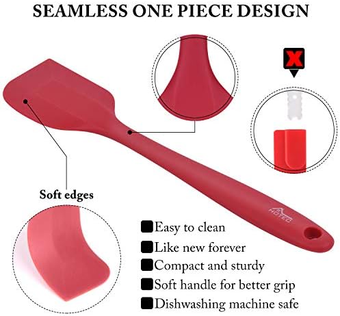 HOTEC BPA Free Silicone Rubber Spatula Set, Red, Set of 5 - Image 6