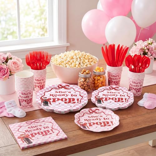 Zubebe 175 Pcs Shes Ready to Pop Baby Shower Party Supplies Serves 25 - Image 4