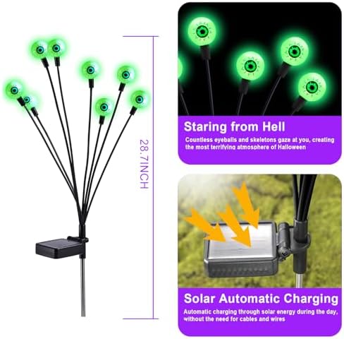 ASMAD Halloween Decorations Outdoor Solar Scary Eyeball Lights,4Pack 32LEDs - Image 5