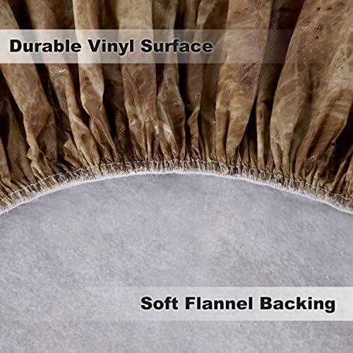 LUSHVIDA Round Vinyl Waterproof Table Cover, Fits Up to 45''-56'', Marble Brown - Image 3