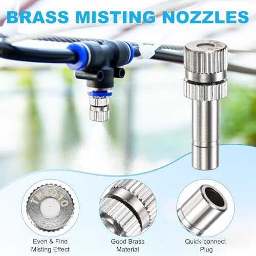 M METERXITY 20-Pack Brass Misting Nozzles, 0.016"/0.4mm Orifice Mister Replacement Heads for Outdoor Cooling System/Landscaping/Humidification/Greenhouse, 6mm Low-Pressure Fog Sprayer Nozzle - Image 2