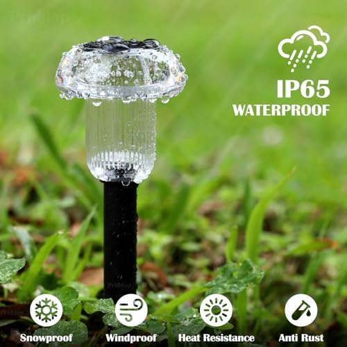 Priddop 8 Pack Solar Pathway Lights Outdoor Waterproof 6000K Cool White LED - Image 6