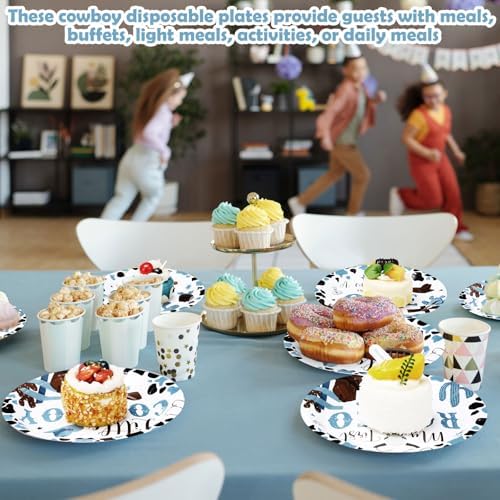 80 Pcs Western Cowboy Paper Plates Western Cowboy Party Decorations Wild West First Rodeo Party Supplies Dessert Plates Birthday Dinnerware Baby Shower Decorations - Image 5
