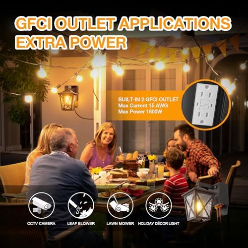 Ehaho Porch Light with GFCI Outlet Aircraft Grade Aluminum Alloy Bronze 1PC - Image 3