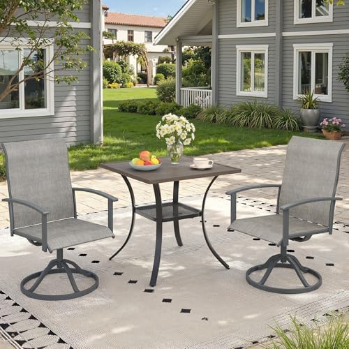 Outdoor Dining Table with Storage Shelf, 27.5" All-Weather Square Patio Dining Table for 2, Metal Patio Table for Garden Lawn Porch Deck Yard, Grey - Image 4