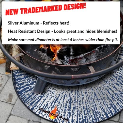 40" Blue Color Design fire mat for Under firepit. Heat Retardant Pattern that insulates Heat and Protects from Falling Embers. Heat Insulation Flame Protection - Image 3