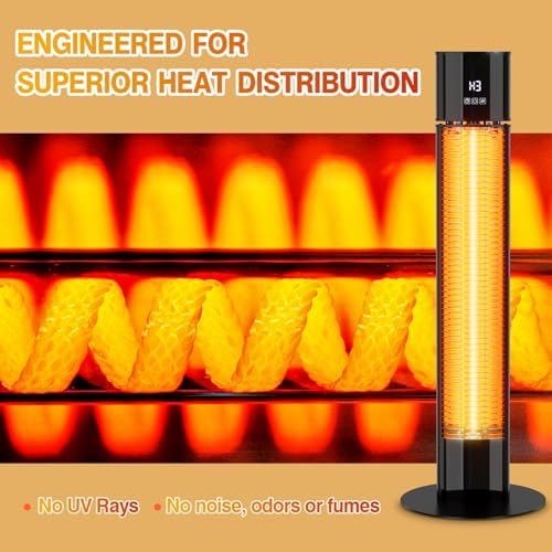 Portable Outdoot Electric Heater, Infrared Patio Heater for Outdoor/Indoor Use, garage heater electric, 1500W, BLACK - Image 3