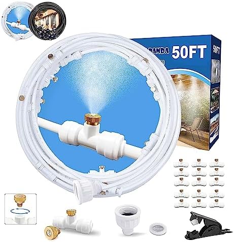 Misters for Outside Patio,White Misting System for Cooling Outdoor,50Ft|15M by POCKETPANDA