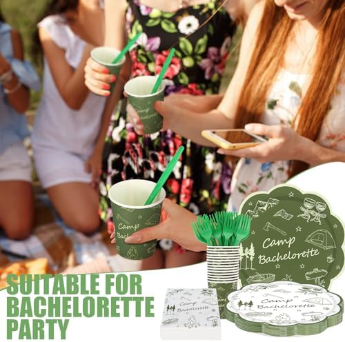 Zubebe 175 Pcs Camp Bachelorette Plates Cups Napkins Sets Serves 25 - Image 5