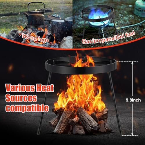 Campfire Tripod for Cooking - Campfire Cooking Equipment, Outdoor Fire Pit Stand, Portable Cast Iron Open Camping Tripod cookware for Dutch Oven,Grill,Lodge,firepit - Image 6
