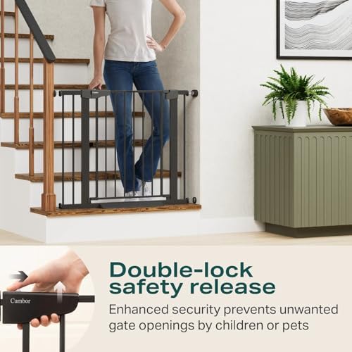 Cumbor 2 Pack 30-40.6 in Baby Gate for Stairs and Doorways, Dog Gate Black - Image 4