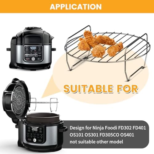 GWY Air Fryer Accessories for Ninja Foodi 6.5QT FD302 Air Fryer Pressure Cooker, 9.2'' Round Air Fryer Replacement Parts for Ninja Foodi 5QT FD101 6.5QT OS301 Instant Pot Pro Duo 8 QT Air Fryer - Image 3