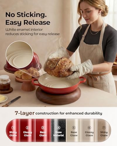 5QT Enameled Cast Iron Sourdough Bread Oven & Starter Kit, Red - Image 7