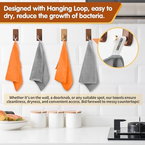 FIXSMITH Microfiber Cleaning Cloth -Pack of 8, Highly Absorbent Cleaning Rags(Grey&Orange), 16"X12" All Purpose Cleaning Towels for Housekeeping, Kitchen, Car, Reusable Microfiber Towels - Image 4