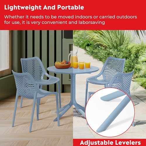 Costaelm Small Patio Table, Outdoor Round Dining Table, Weather Resistant Outside Table for Poolside Deck Lawn Garden Backyard, French Blue - Image 7