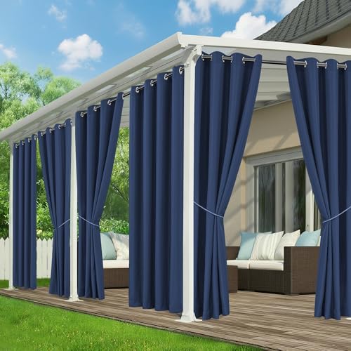 Outdoor Curtains for Patio Waterproof, 6 Drape Panels, Sun Shades by RichSets