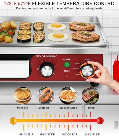 14"x11.8" Commercial Electric Griddle with 5 Minute Reminder Timer - Image 3