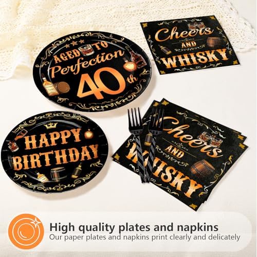96 Pcs Whiskey 40th Birthday Party Supplies, Serves 24 - Image 3