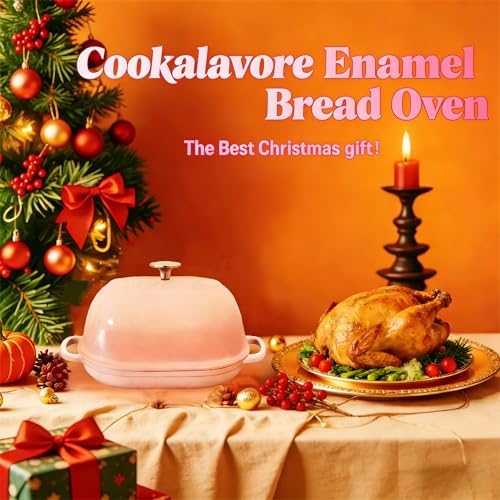 Cast Iron Bread Oven,6 QT Bread Oven,Thick Enameled Loaf Pan with Lid,Bread Pans for Homemade Bread,14.5"Dutch Oven for Bread Baking,Dutch Oven-with Silicone Baking Mat&Recipe,Gifts for Family,Pink - Image 6