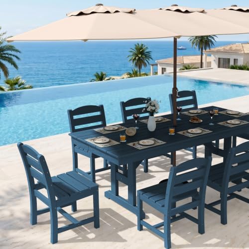 KINGYES Outdoor Armless Dining Chairs Set of 6,HDPE Patio Chairs,Blue - Image 5