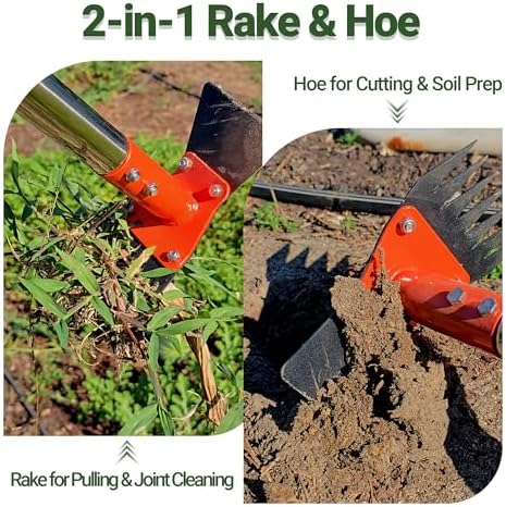 59 Inch One-Piece Handle 2-in-1 Garden Hoe and Weed Puller Tool - Image 4