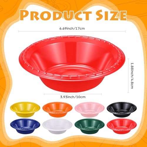 24 Pack 16oz Red Disposable Plastic Bowls Dessert, Ice Cream, Salad, Soup Serving Cups for Party, Picnic, Food Snacks (Red) - Image 2