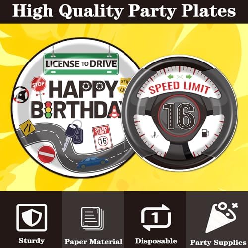 16th Birthday Party Decorations 96PCS Plates Napkins Forks - Image 4