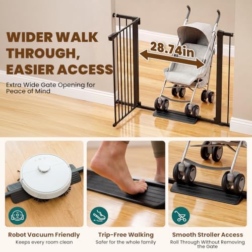 Mumeasy 36-60.5 in Extra Wide Baby Gate for Doorways, Pet Gate Indoor,Black - Image 3