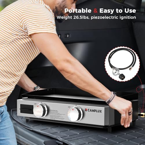 CAMPLUX Propane Tabletop Grill Griddle 2-in-1, Non-Stick Flat Top Griddle with Ceramic Coated 19,000 BTU, 23-Inch Gas Grill for RV, Camping, Tailgating, and Outdoor GG302S - Image 6