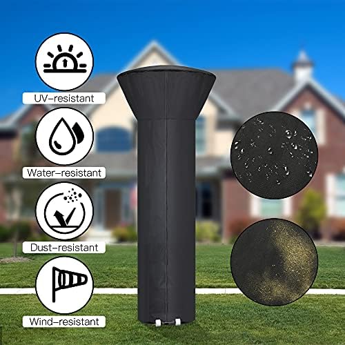 Patio Heater Covers with Zipper and Storage Bag,Waterproof,Dustproof,Wind-Resistant,Sunlight-Resistant,Snow-Resistant,Black,87'' Height x 33" Dome x 19" Base - Image 4