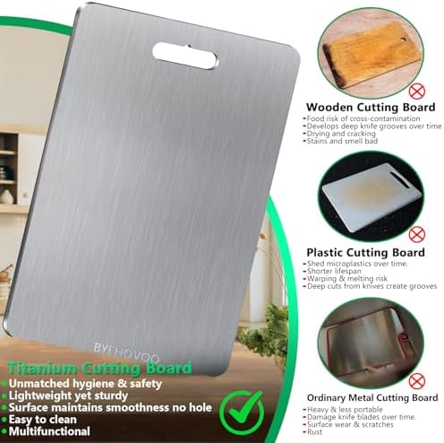 Titanium Cutting Board for Kitchen Set of 3,100% Pure Titanium Cutting Boards Double Sided Non-Toxic Hygiene Dishwasher-Safe Food Grade Metal Chopping Board for Meat,Fruit & Vegetables - Image 2