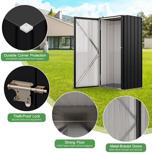 Devoko 22 Cuft Vertical Storage Shed Without Adjustable Shelves, Black - Image 3