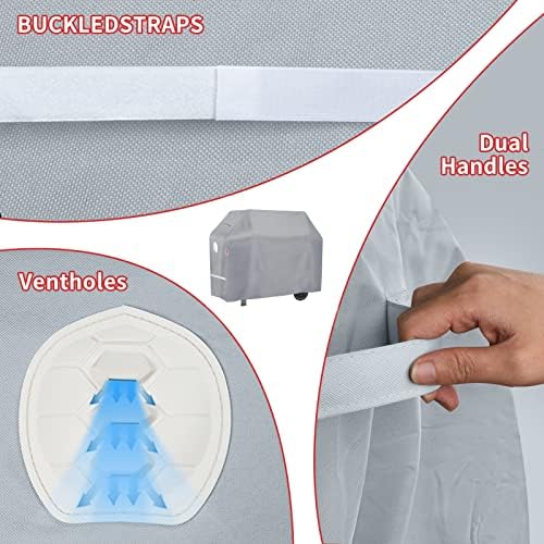 Turtle Life BBQ Grill Cover, 70 Inch Heavy Duty Waterproof 5-6 Burner Barbecue Gas Grill Covers for Weber Genesis Summit Char-Broil Deluxe, Gray - Image 3