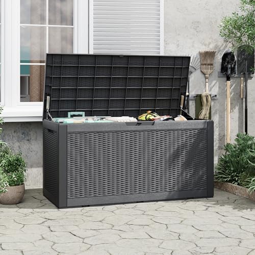 Outdoor Storage Waterproof Deck Box for Patio (100 Gallon, Black) - Image 6