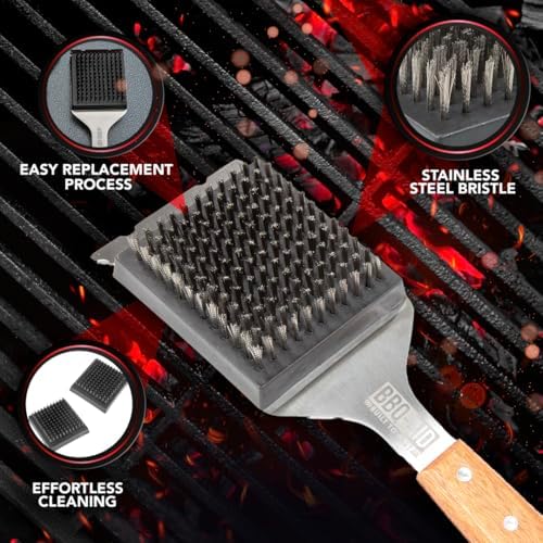 BBQ-AID Wire Grill Brush Replacement Heads, 2-Pack Cleaning Bristles - Image 5